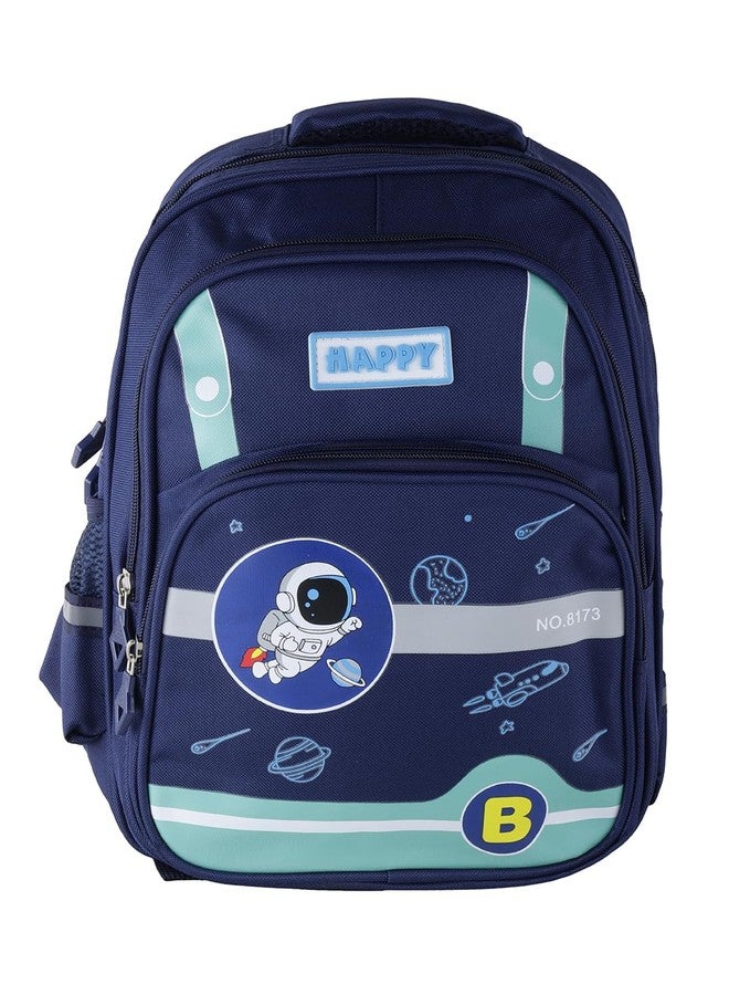 ZEVORA Kids Backpack - Cartoon Happy Astronaut Design (Dark Blue) Waterproof Shoulder Bag (Dark Blue, 13 inch) - Image 1